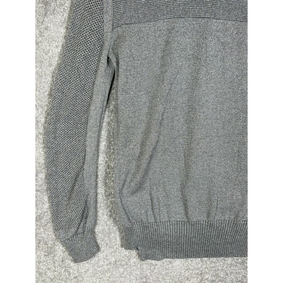 NYDJ Open Knit Ribbed Metallic Pullover Sweater Womens Size Medium V-Neck Back - Picture 14 of 16